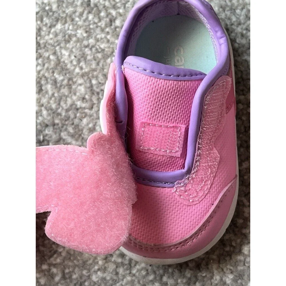 Carter's Girls Pink Butterfly Sneakers Size 3‎ Toddler Hook and Loop